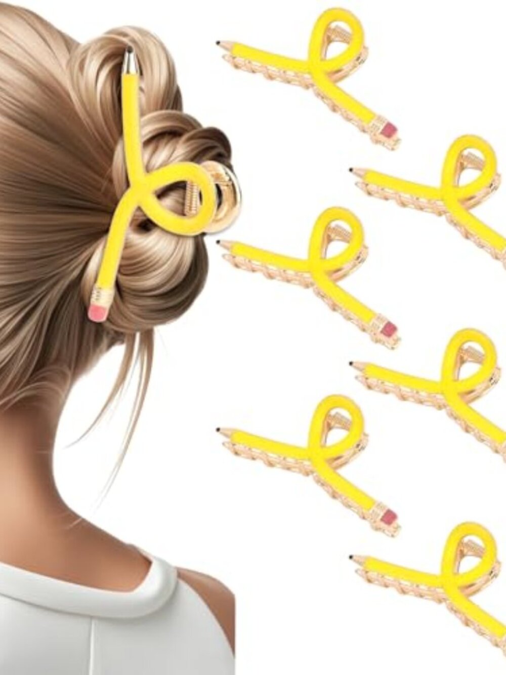 New - Pencil Hair Clips for Women Thin Hair Teacher Gifts Claw Clips for Thick